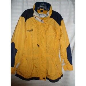 Columbia Rain Jacket/Windbreaker Yellow W/Navy Women's M